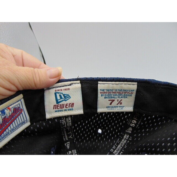 Vtg. Atlanta Braves Fitted Baseball Cap 7-1/8 New Era 59/50 MADE IN USA Blue/Red - Picture 9 of 10